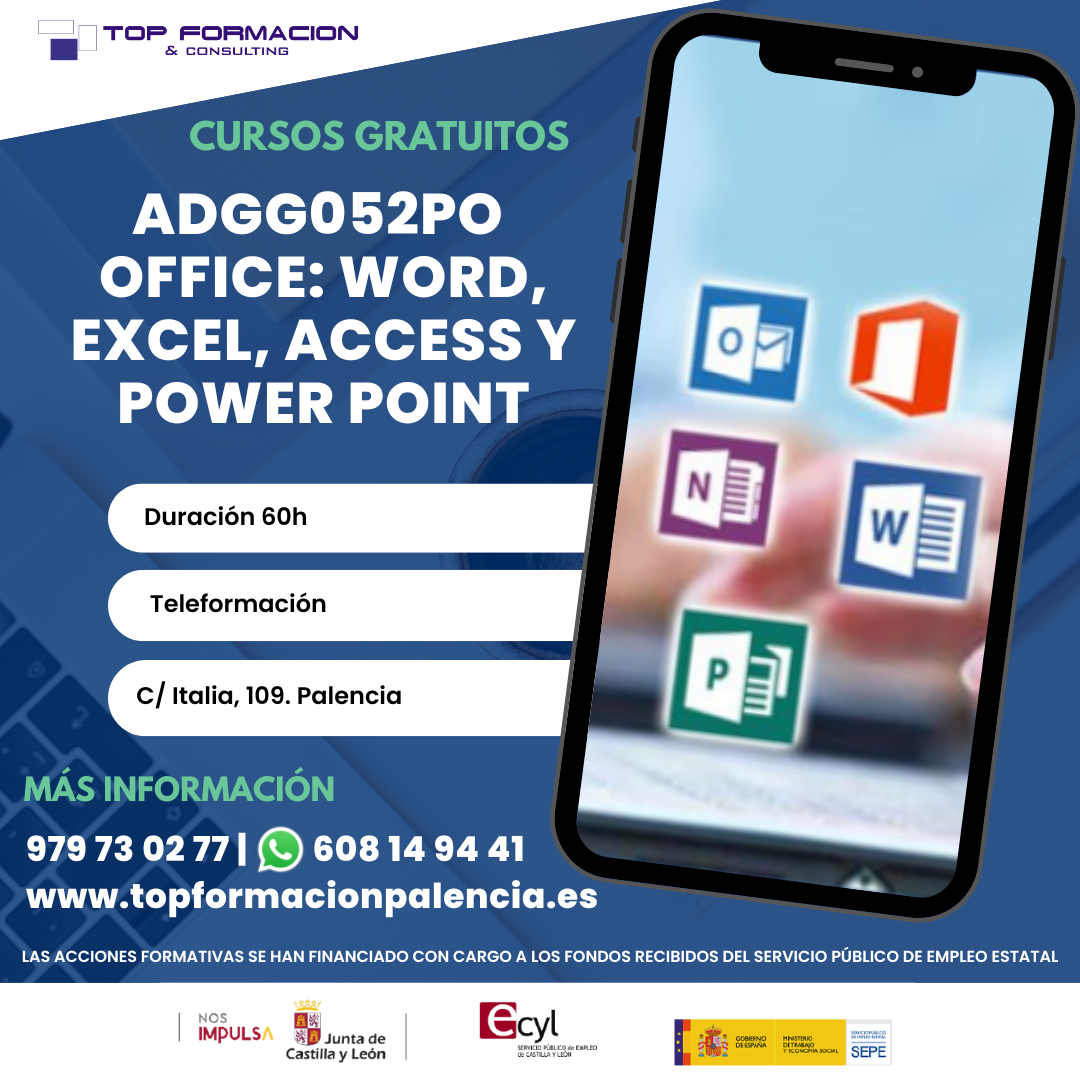 ADGG052PO OFFICE: WORD, EXCEL, ACCESS Y POWER POINT