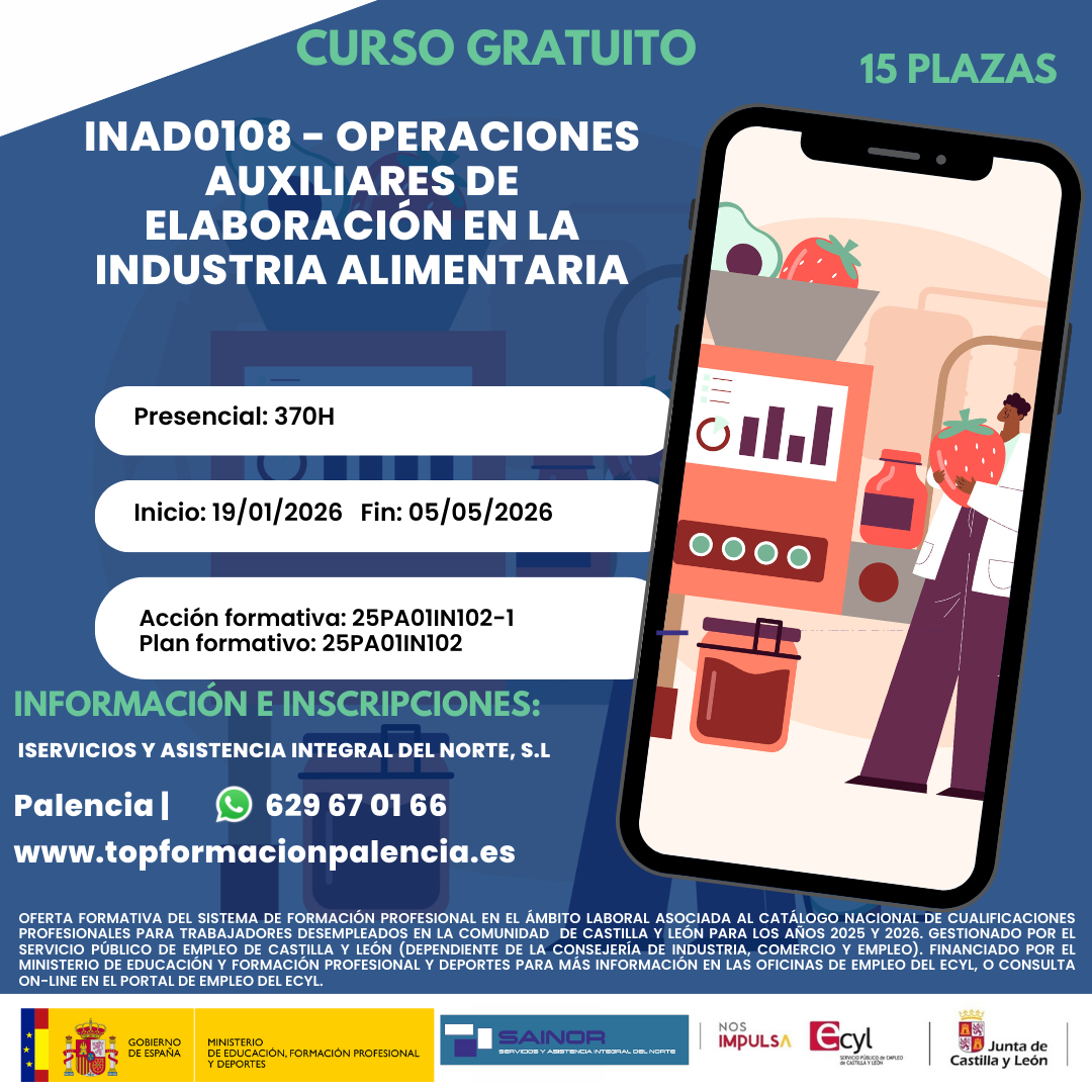 INAD0108 OPERACIONES AUXILIARES DE ELABORACIÓN EN LA INDUSTRIA ALIMENTARIA